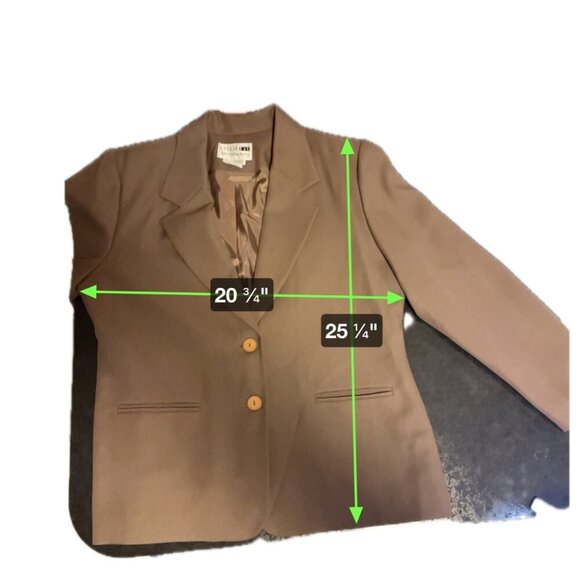 Leslie Fay Brown Single Breasted Two Button Notch Lapel Blazer SZ 14 Petite - Picture 7 of 7